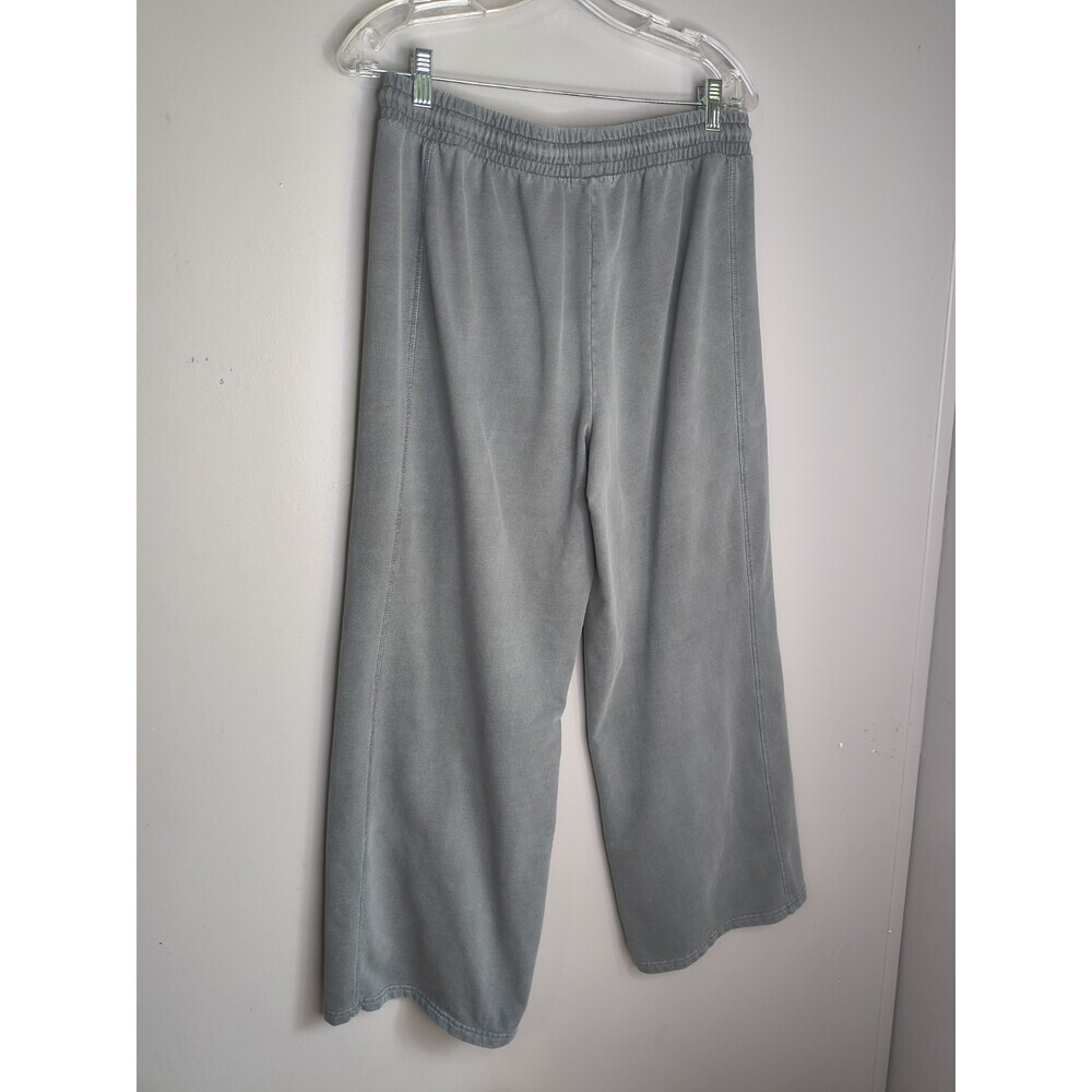 Lazy Sunday Women Charcoal Gray Wide Leg Sweatpants Drawstring Fleece Lounge L - Picture 7 of 14